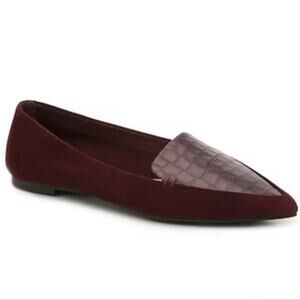 Essex Lane Aleanor Deep Wine Suede Crocodile Flat Loafer Size 8